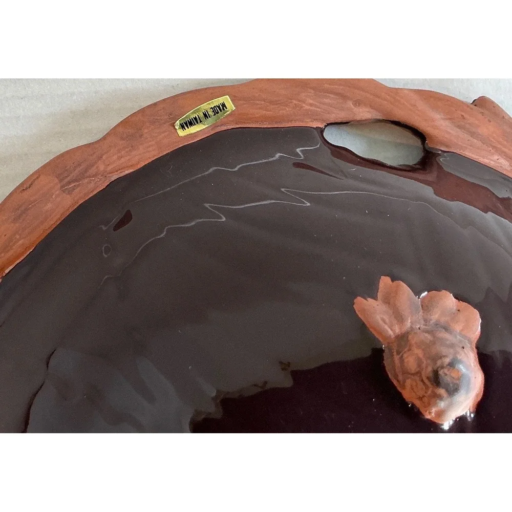 Vintage‎ Ceramic Grape Vine Fruit Bowl Hand Painted Terracotta 10in